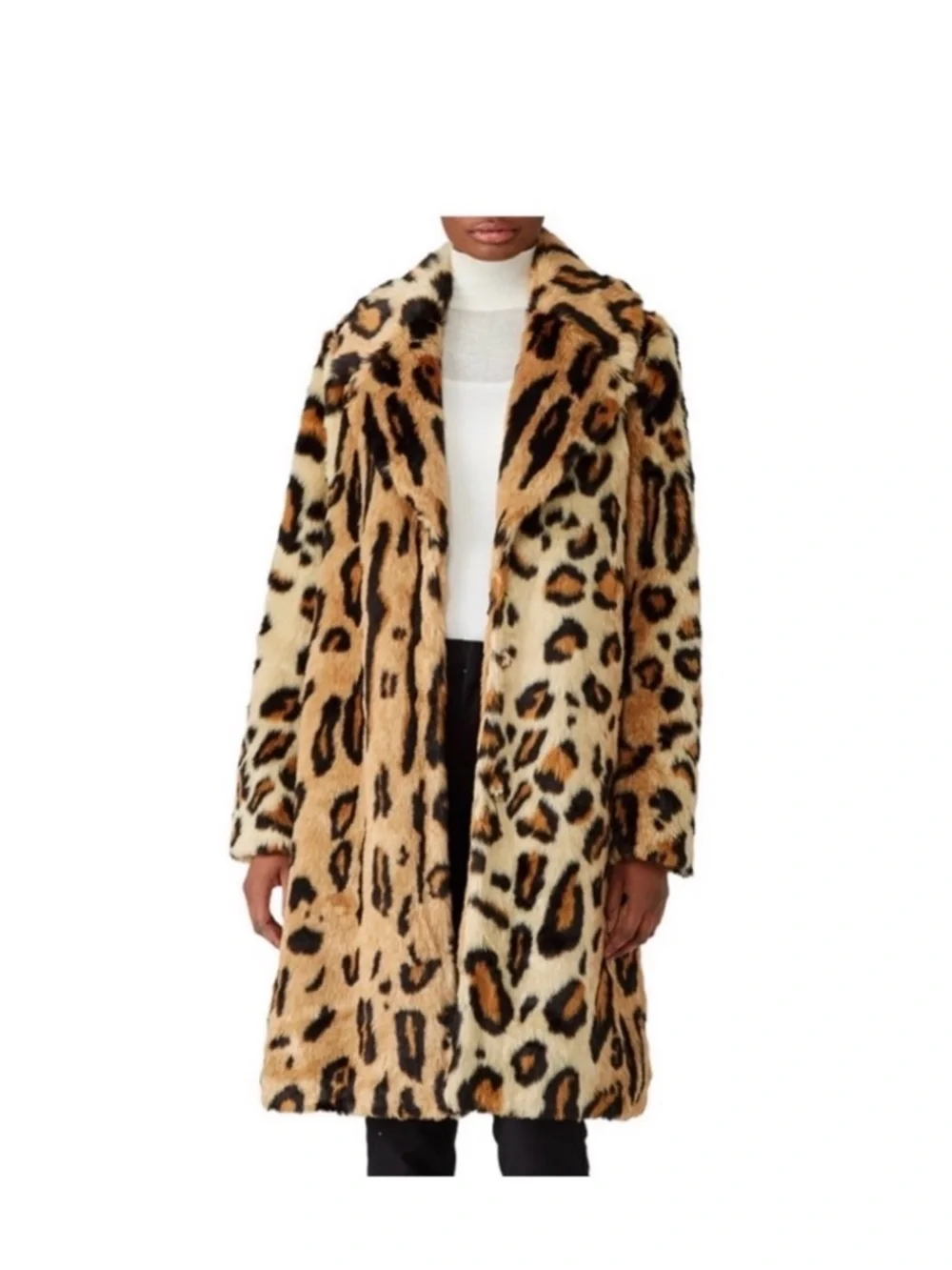 Show Me Your MuMu Leopard-Print Faux Fur Coat in Tan, Black & Cream - Picture 5 of 5